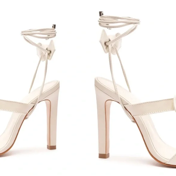 NIB SCHUTZ Alia High Nappa Leather Sandal - 8.5 / Pearl / Nappa Leather - Picture 3 of 8